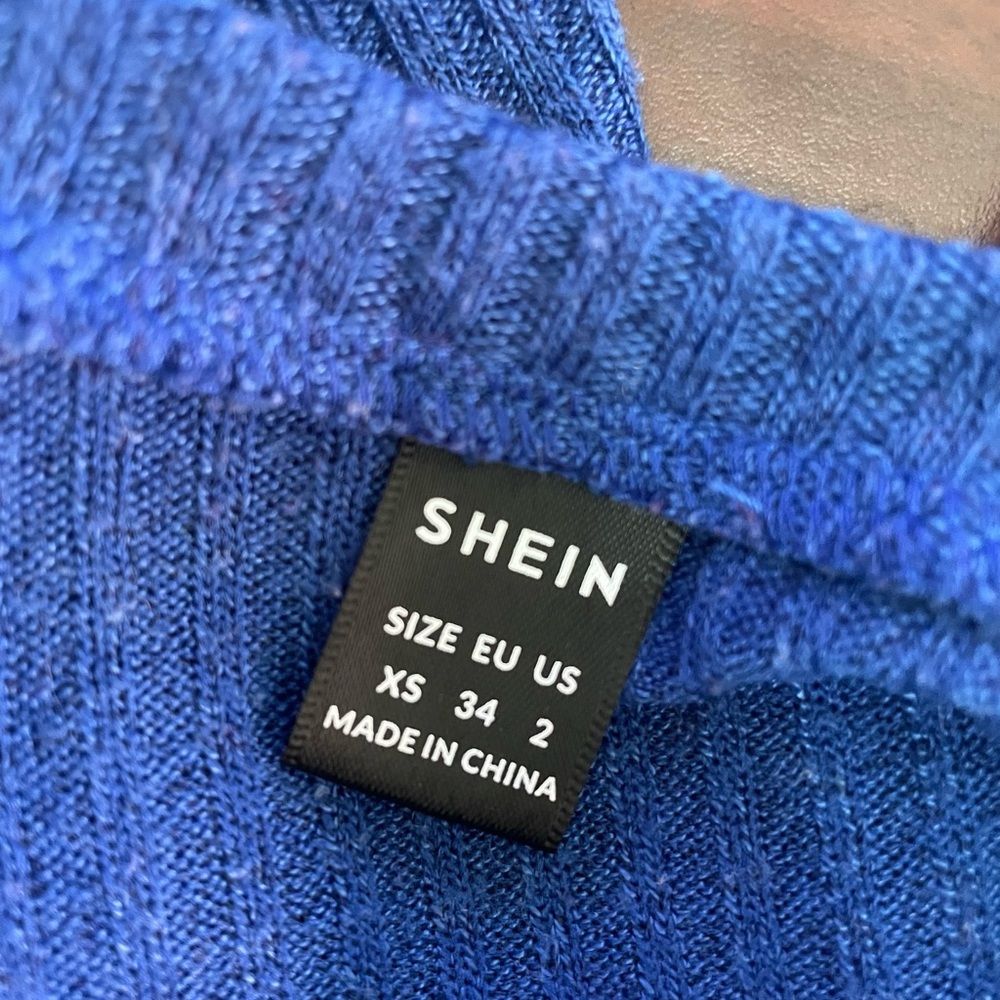 SHEIN Blue Ribbed Long Sleeve Top Size XS - Picture 7 of 9